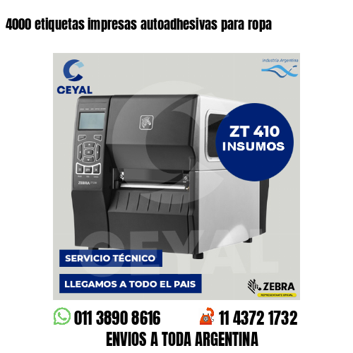 4000 etiquetas impresas autoadhesivas para ropa