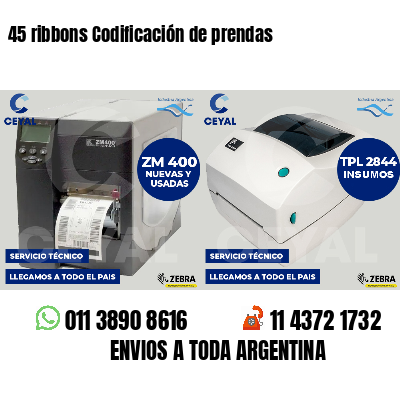 45 ribbons Codificación de prendas