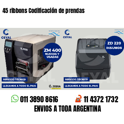 45 ribbons Codificación de prendas