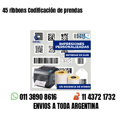 45 ribbons Codificación de prendas