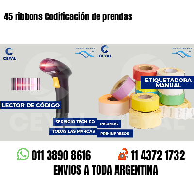45 ribbons Codificación de prendas