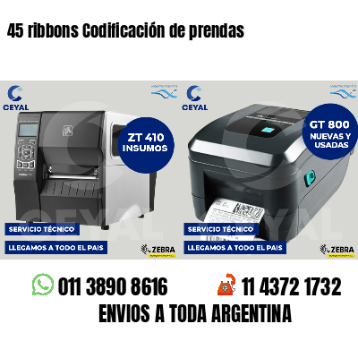45 ribbons Codificación de prendas