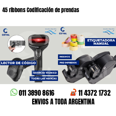 45 ribbons Codificación de prendas