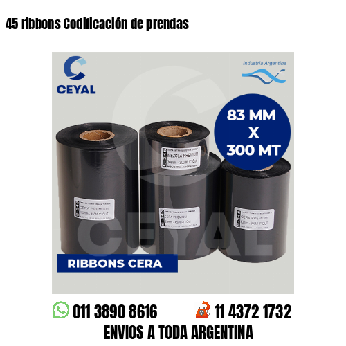 45 ribbons Codificación de prendas