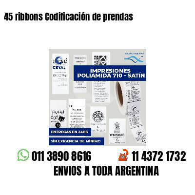 45 ribbons Codificación de prendas