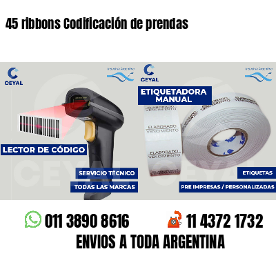 45 ribbons Codificación de prendas