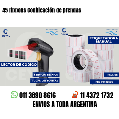 45 ribbons Codificación de prendas