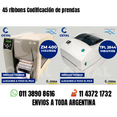 45 ribbons Codificación de prendas