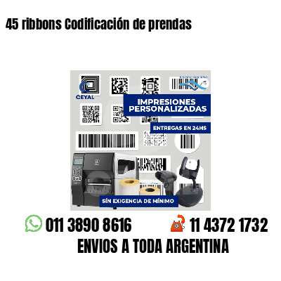 45 ribbons Codificación de prendas