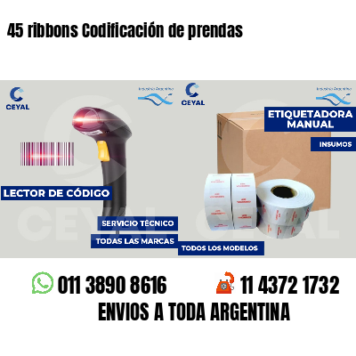 45 ribbons Codificación de prendas