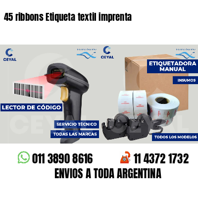 45 ribbons Etiqueta textil imprenta