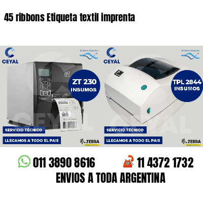 45 ribbons Etiqueta textil imprenta