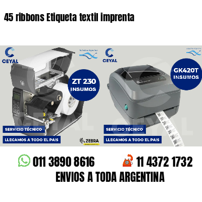 45 ribbons Etiqueta textil imprenta