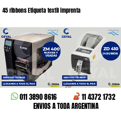 45 ribbons Etiqueta textil imprenta