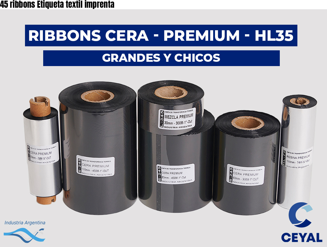 45 ribbons Etiqueta textil imprenta