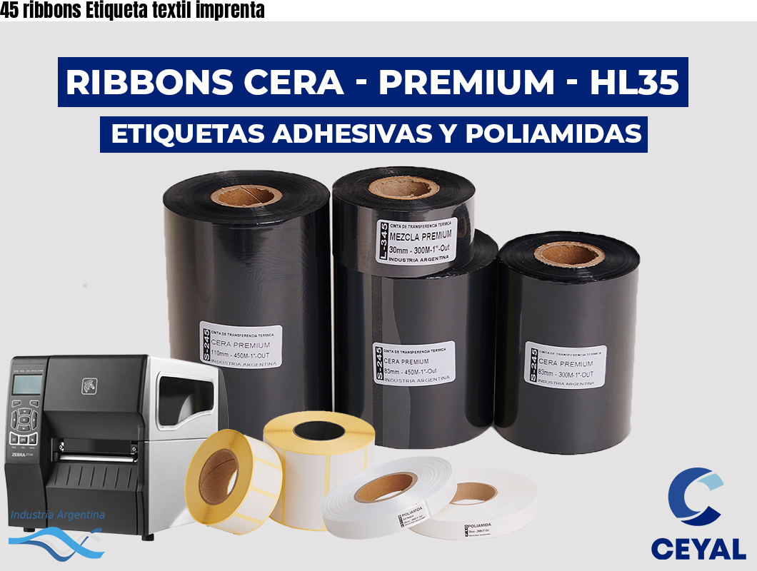 45 ribbons Etiqueta textil imprenta