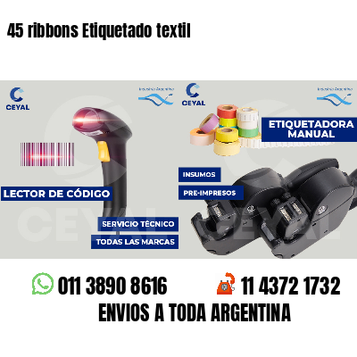 45 ribbons Etiquetado textil