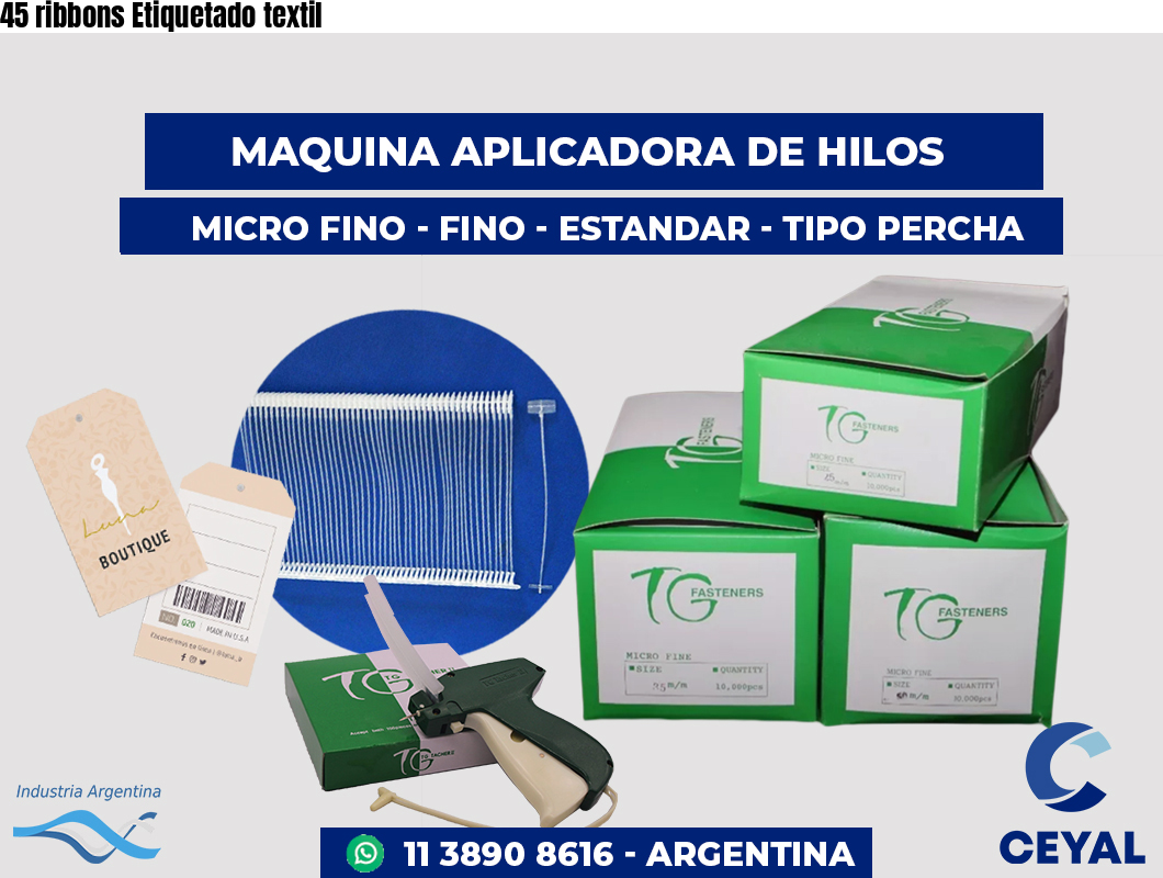 45 ribbons Etiquetado textil