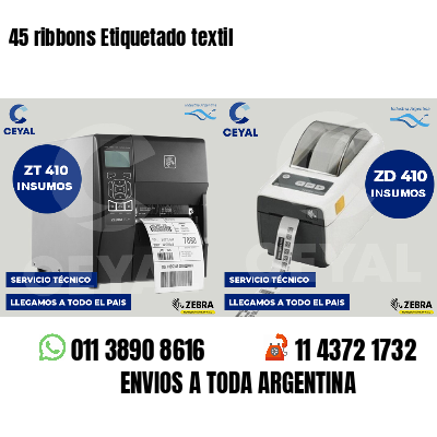 45 ribbons Etiquetado textil