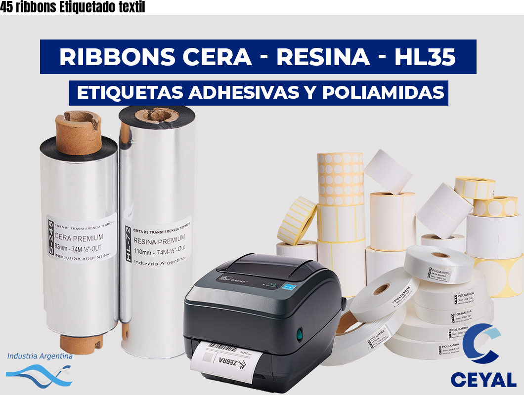 45 ribbons Etiquetado textil