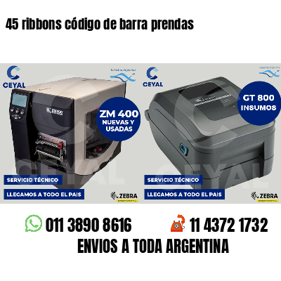 45 ribbons código de barra prendas