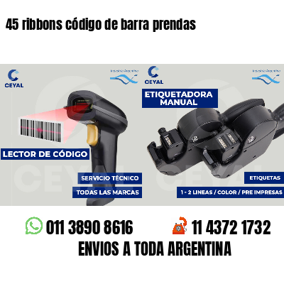 45 ribbons código de barra prendas