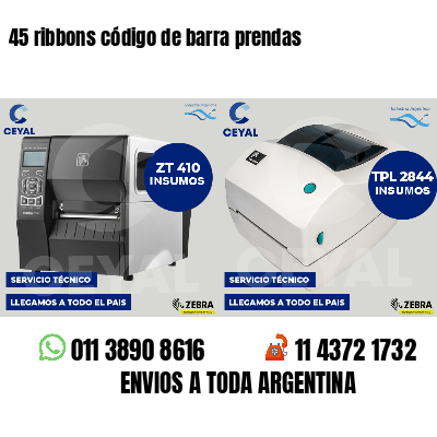 45 ribbons código de barra prendas
