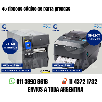 45 ribbons código de barra prendas