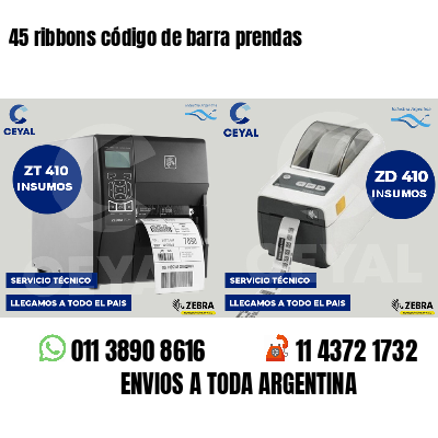 45 ribbons código de barra prendas