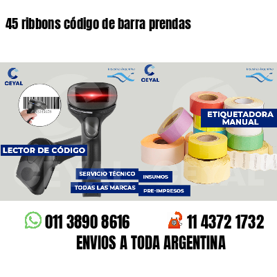 45 ribbons código de barra prendas