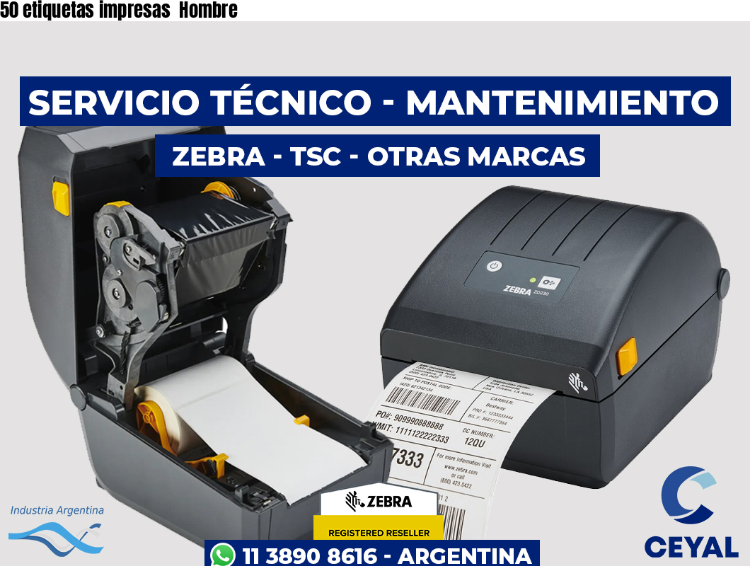 50 etiquetas impresas  Hombre