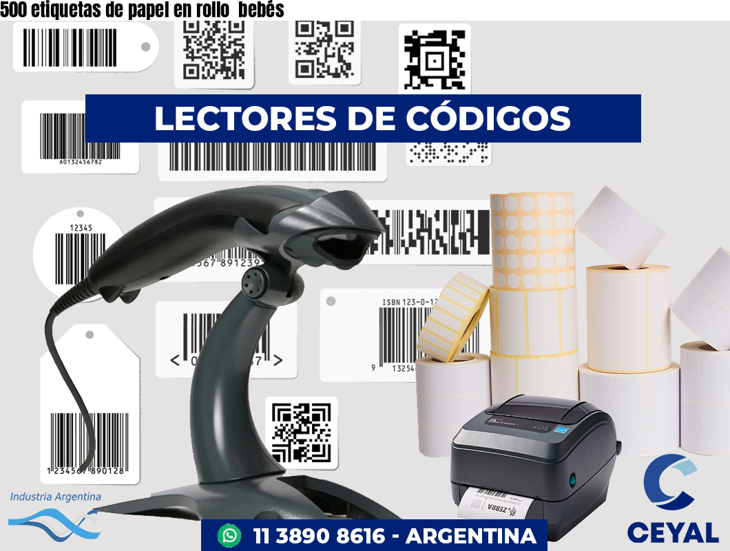 500 etiquetas de papel en rollo  bebés