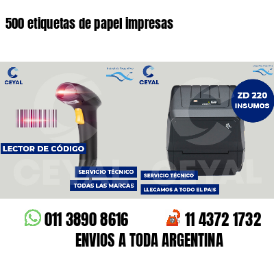 500 etiquetas de papel impresas