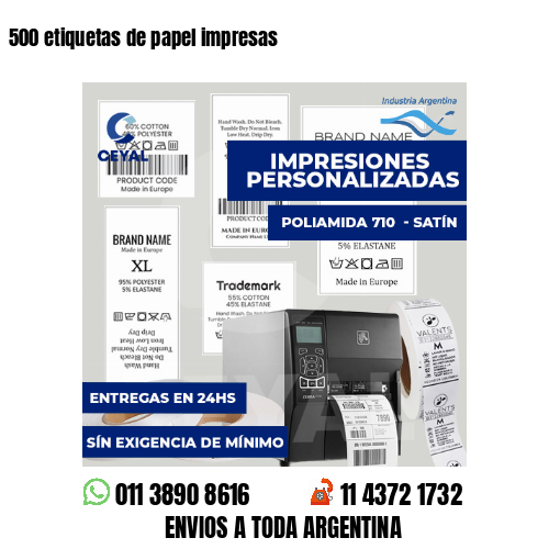 500 etiquetas de papel impresas