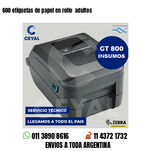 600 etiquetas de papel en rollo  adultos