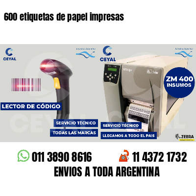 600 etiquetas de papel impresas
