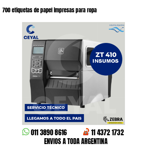 700 etiquetas de papel impresas para ropa