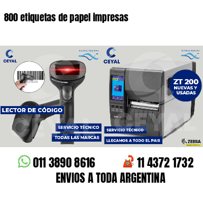 800 etiquetas de papel impresas