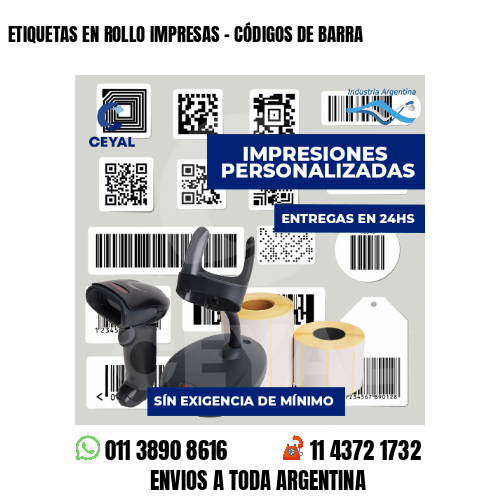 ETIQUETAS EN ROLLO IMPRESAS - CÓDIGOS DE BARRA