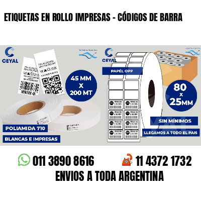 ETIQUETAS EN ROLLO IMPRESAS - CÓDIGOS DE BARRA
