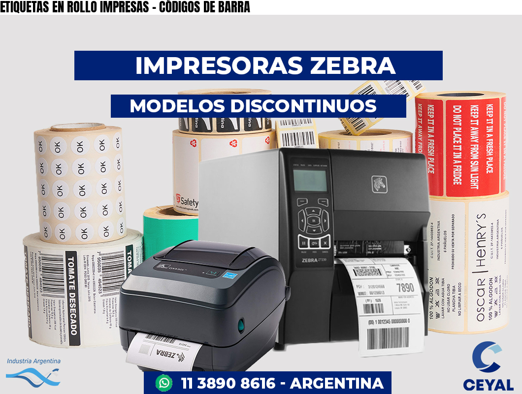 ETIQUETAS EN ROLLO IMPRESAS - CÓDIGOS DE BARRA