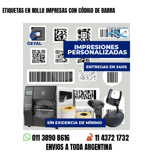 ETIQUETAS EN ROLLO IMPRESAS CON CÓDIGO DE BARRA