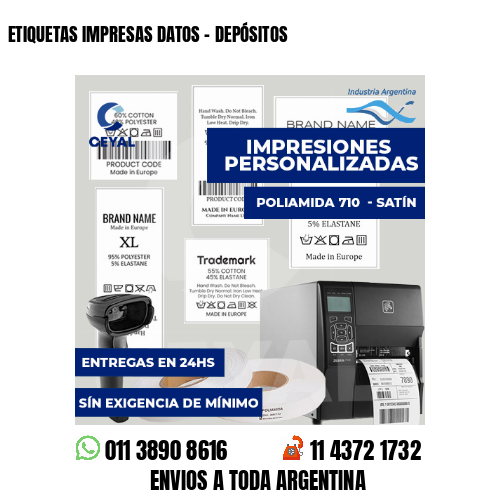 ETIQUETAS IMPRESAS DATOS - DEPÓSITOS