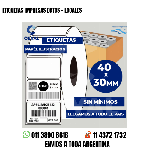 ETIQUETAS IMPRESAS DATOS - LOCALES
