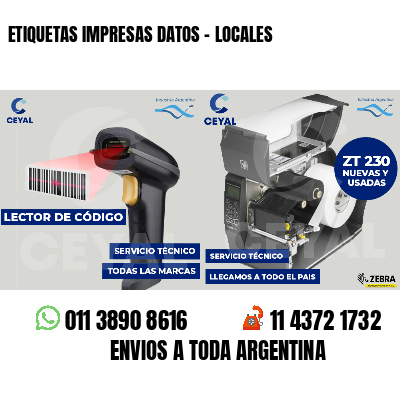 ETIQUETAS IMPRESAS DATOS - LOCALES