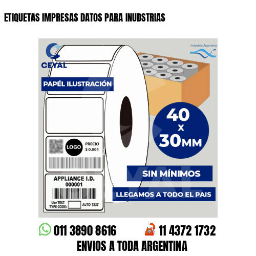 ETIQUETAS IMPRESAS DATOS PARA INUDSTRIAS