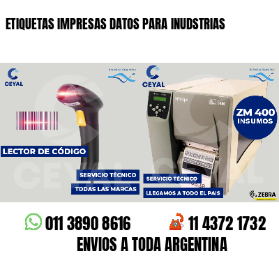 ETIQUETAS IMPRESAS DATOS PARA INUDSTRIAS