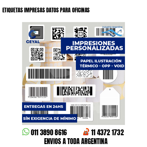 ETIQUETAS IMPRESAS DATOS PARA OFICINAS