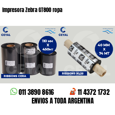 Impresora Zebra GT800 ropa
