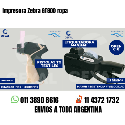 Impresora Zebra GT800 ropa